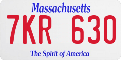 MA license plate 7KR630
