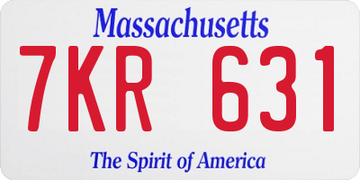 MA license plate 7KR631