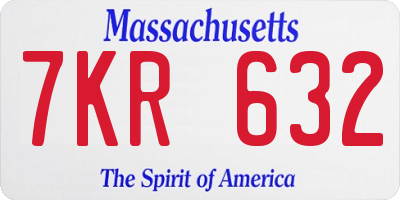 MA license plate 7KR632