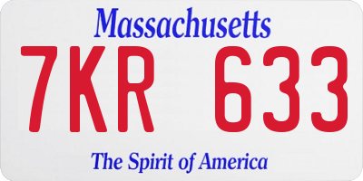 MA license plate 7KR633