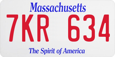 MA license plate 7KR634