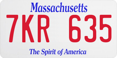 MA license plate 7KR635