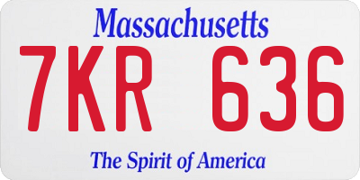 MA license plate 7KR636