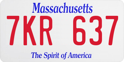 MA license plate 7KR637