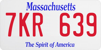 MA license plate 7KR639