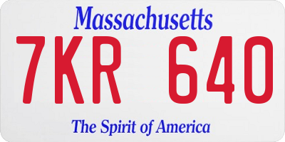 MA license plate 7KR640