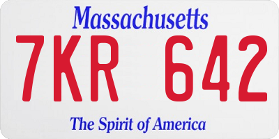 MA license plate 7KR642