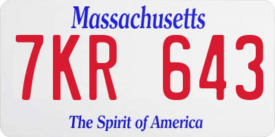 MA license plate 7KR643
