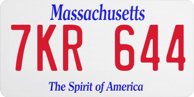 MA license plate 7KR644