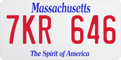 MA license plate 7KR646