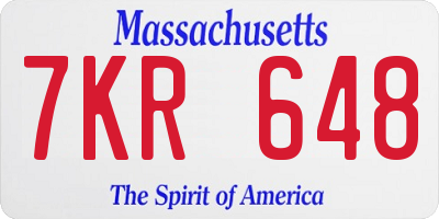 MA license plate 7KR648