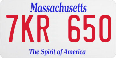 MA license plate 7KR650