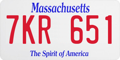 MA license plate 7KR651