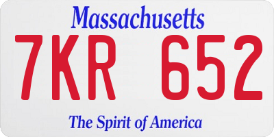 MA license plate 7KR652