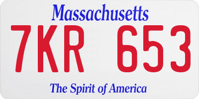 MA license plate 7KR653