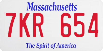 MA license plate 7KR654