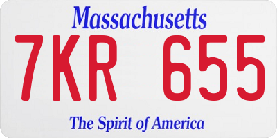 MA license plate 7KR655