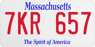 MA license plate 7KR657