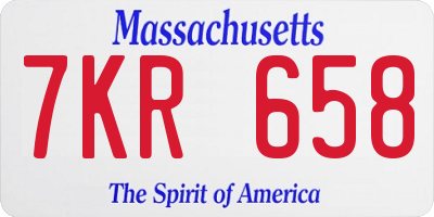 MA license plate 7KR658
