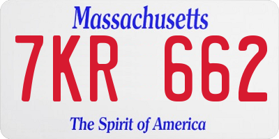MA license plate 7KR662