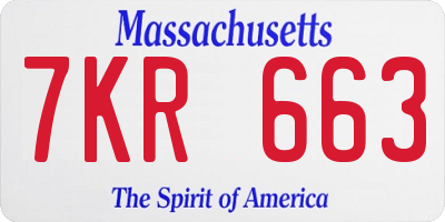 MA license plate 7KR663