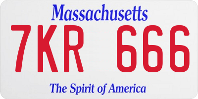 MA license plate 7KR666
