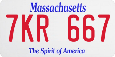 MA license plate 7KR667