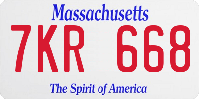 MA license plate 7KR668