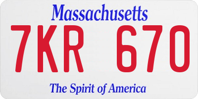 MA license plate 7KR670