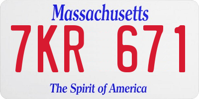 MA license plate 7KR671