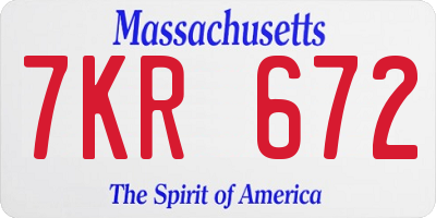 MA license plate 7KR672