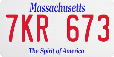 MA license plate 7KR673