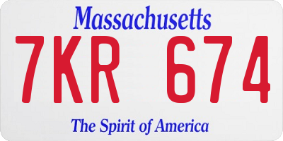 MA license plate 7KR674