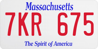 MA license plate 7KR675