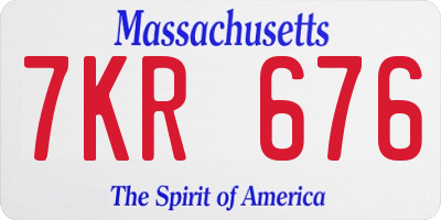 MA license plate 7KR676