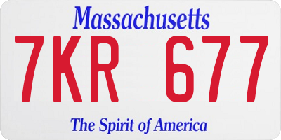 MA license plate 7KR677