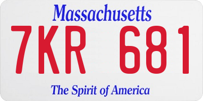 MA license plate 7KR681