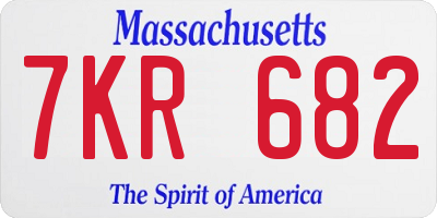 MA license plate 7KR682