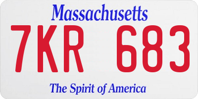 MA license plate 7KR683