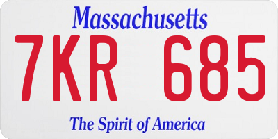 MA license plate 7KR685
