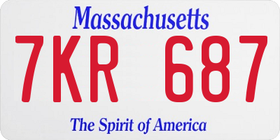 MA license plate 7KR687