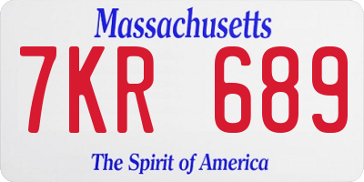 MA license plate 7KR689