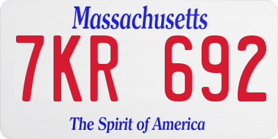MA license plate 7KR692