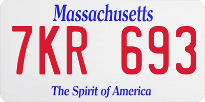 MA license plate 7KR693