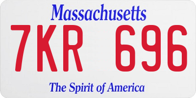 MA license plate 7KR696