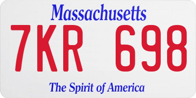 MA license plate 7KR698