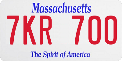 MA license plate 7KR700