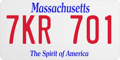 MA license plate 7KR701