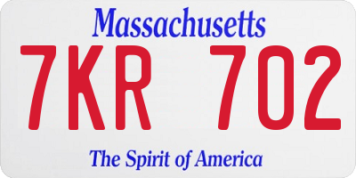 MA license plate 7KR702
