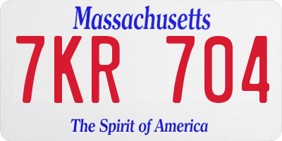 MA license plate 7KR704
